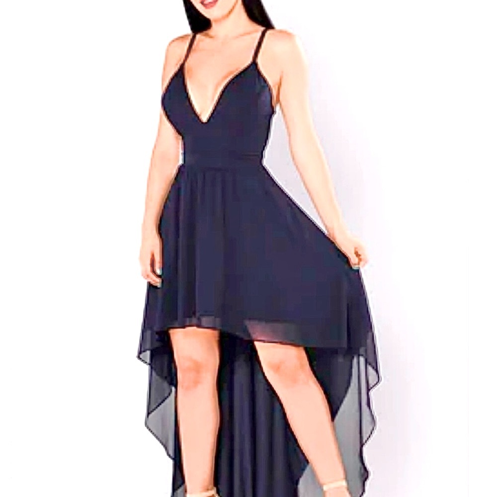 Fashion Nova Midnight Blue High-Low Dress